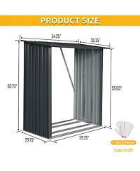 Mondawe 3ft x 5ft Outdoor Meta Firewood Rack ,Open Wood Shed For Firewood