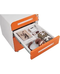 gaomon 3-Drawer Mobile File Cabinet with Lock, Under Desk Metal Filing Cabinet for Home Office, Orange