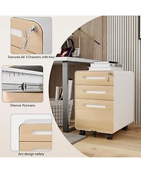 gaomon 3-Drawer Mobile File Cabinet with Lock, Under Desk Metal Filing Cabinet for Home Office