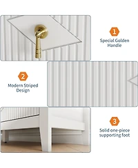 gaomon 54" Wide Fluted Dresser, 6 Drawer Modern Wood Storage Chest for Bedroom or Entryway