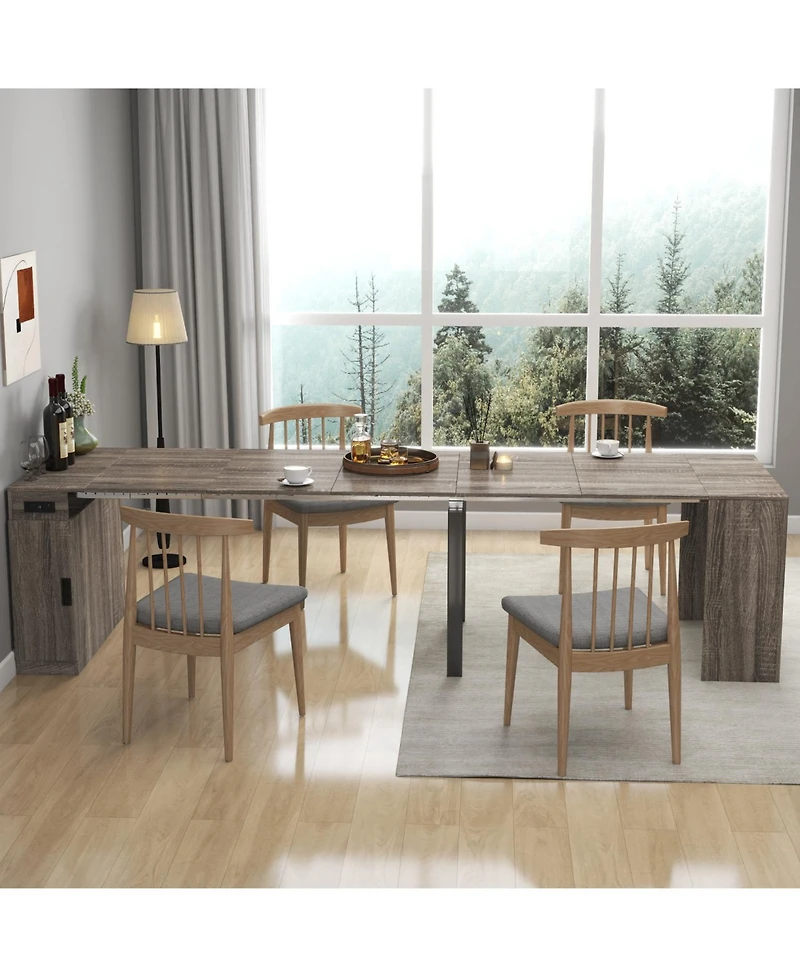 Streamdale Furniture Extendable Dining Table with Outlet & Storage
