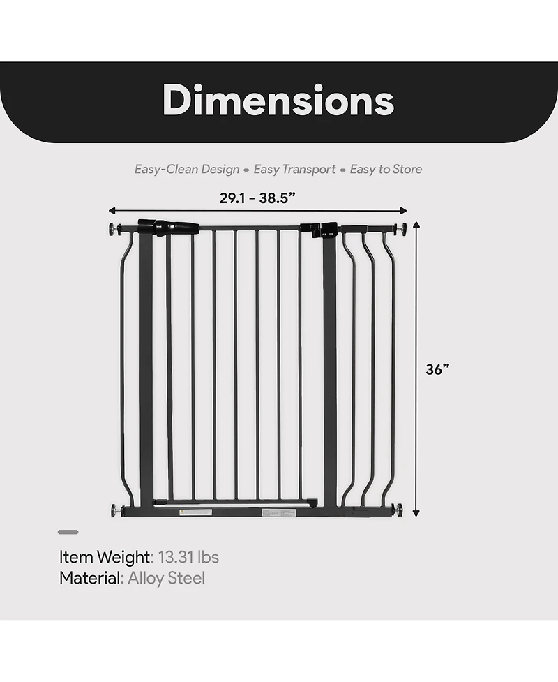 BalanceFrom Fitness BalanceFrom Walk Thru Safety Gate, Fits 29.1-38.5" Openings, 36” Tall, Graphite