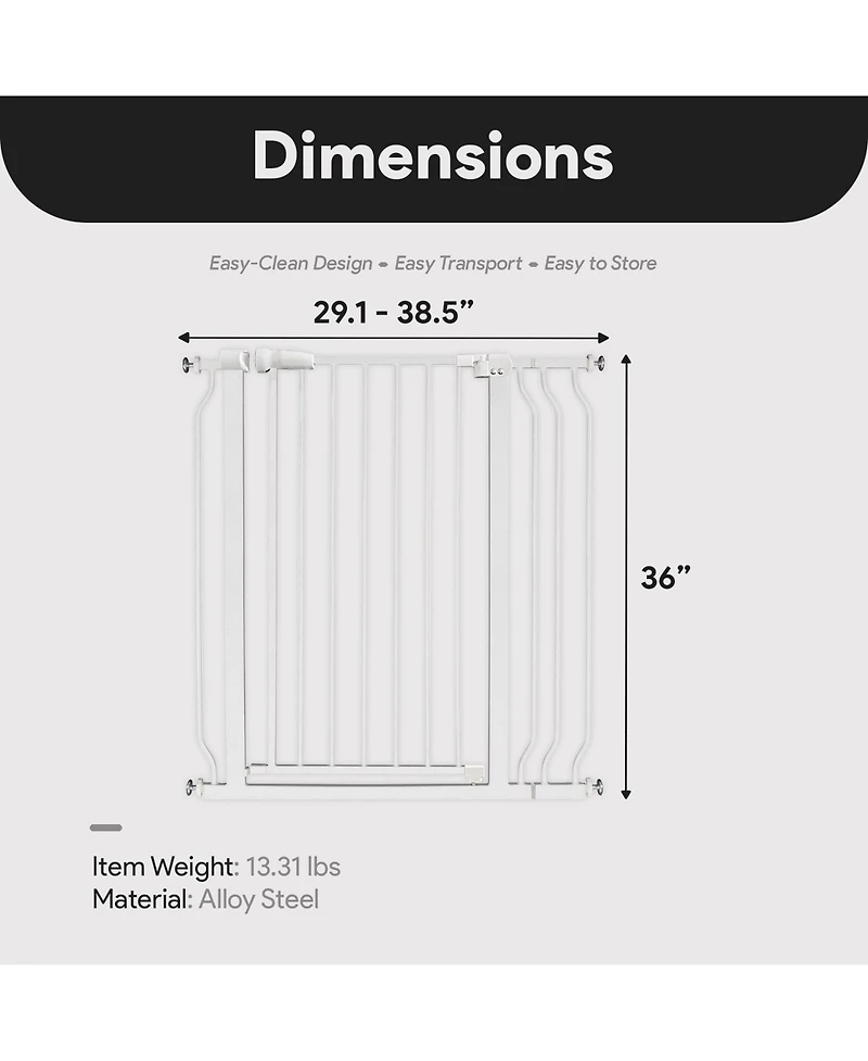 BalanceFrom Fitness BalanceFrom Walk Thru Safety Gate, Fits 29.1-38.5" Openings, 36” Tall, White