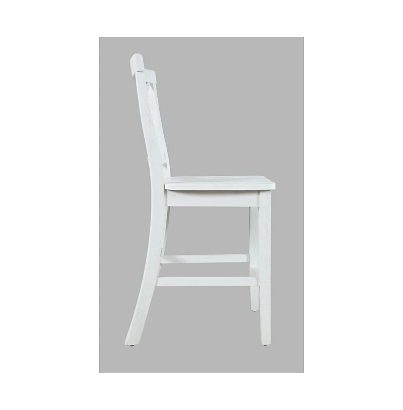 Jofran Eastern Tides Coastal Wire-Brushed Wood X-Back Counter Barstool (Set of 2