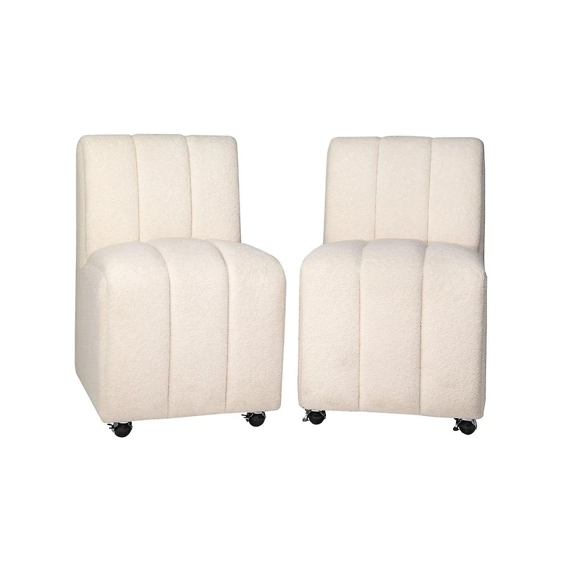 Jofran Tess Contemporary Modern Ivory Boucle Upholstered Dining Chair