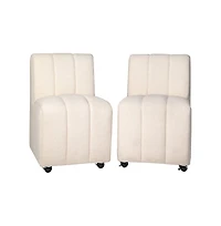 Jofran Tess Contemporary Modern Ivory Boucle Upholstered Dining Chair