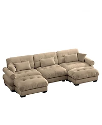 Streamdale Furniture Streamdale Camel U Shape Modular Sectional Sofa Couch with Two Ottomans & Pillows