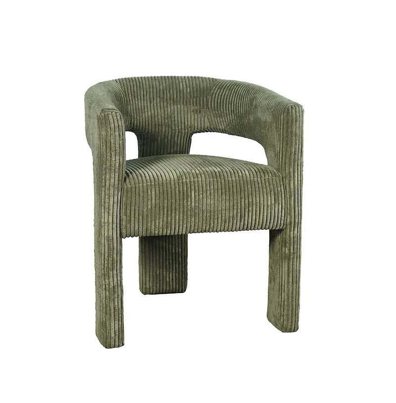 Jofran Bowen Modern Three-Leg Upholstered Accent Dining Armchair with Corduroy Fabric