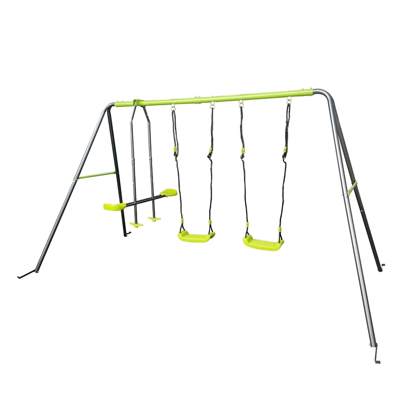 Streamdale Furniture 4-Child Metal Swingset Face-to-Face Swing & 2 Swing Seats