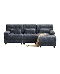 Streamdale Furniture 93" 3+1 Seater Sofa Ottoman, Adjustable Backrest, 350lb/Seat, Chenille