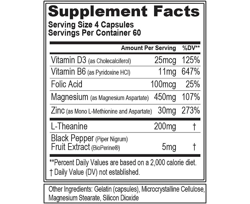 Evl Magnesium and Zinc Post Workout Supplement ZMatrix Zinc Magnesium Aspartate Muscle Recovery Supplement for Sleep Support and Muscle Health 240ct