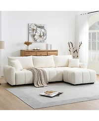 Streamdale Furniture 110" Modular Sectional Sofa, L-Shape, Extra-Large Seat, Movable Ottoman, Boucle Fabric