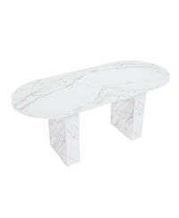 Streamdale Furniture 62.9" Oval Marble Dining Table, Wood Base, Modern Farmhouse