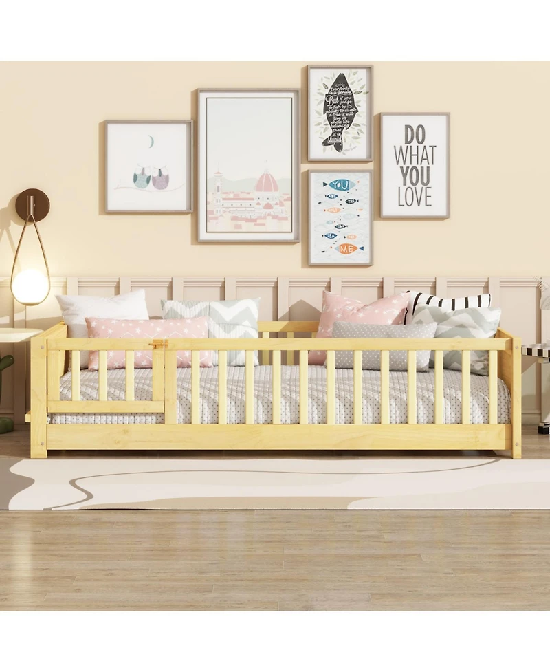 Streamdale Furniture Twin Size Floor Bed with Book Rack and Door