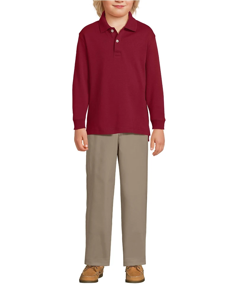 Lands' End Girls School Uniform Long Sleeve Interlock Polo Shirt