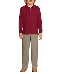 Lands' End Girls School Uniform Long Sleeve Interlock Polo Shirt