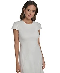 Vince Camuto Women's Scuba Crepe Asymmetric Crewneck Midi Dress