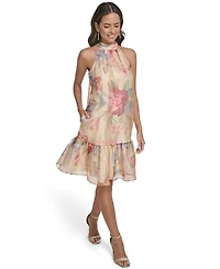 Vince Camuto Women's Printed Tiered Halter Neck Dress