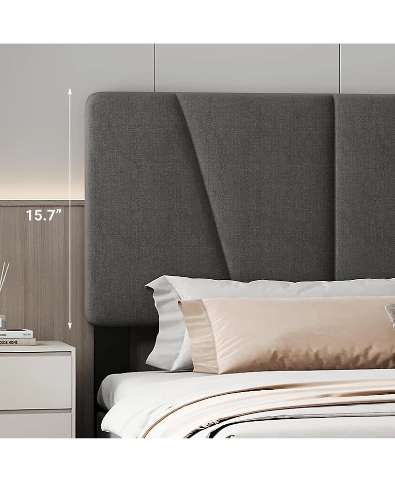 gaomon TrailBlaze Upholstered Bed Frame with Adjustable Headboard Modern Linen Platform Bed with Strong Wooden Slats