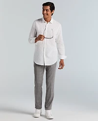 Perry Ellis Men's Untuck Geo Dot Print Spread Collar Long-Sleeve Shirt