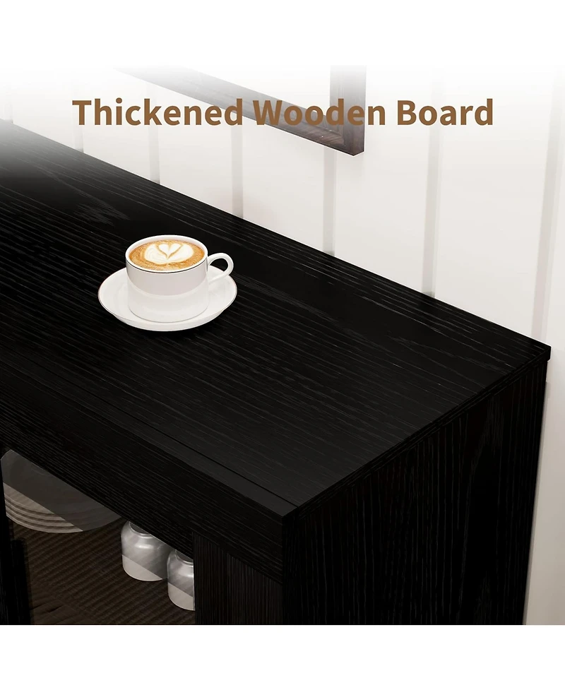 Gaomon 70.8" Sideboard Buffet Cabinet with 4 Glass Doors, Farmhouse Modern Accent Storage Cabinet