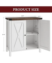gaomon Farmhouse Sideboard Buffet Cabinet with 2 Doors and Adjustable Shelves, Small Accent Storage Cabinet