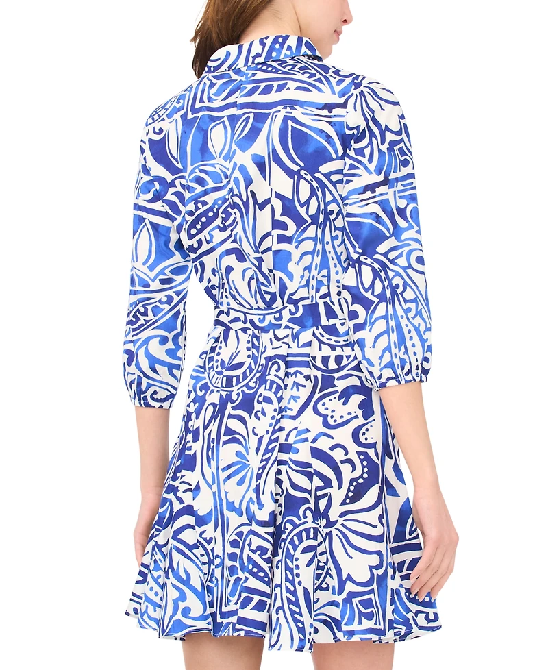 Msk Women's Long-Sleeve Tie-Waist Dress