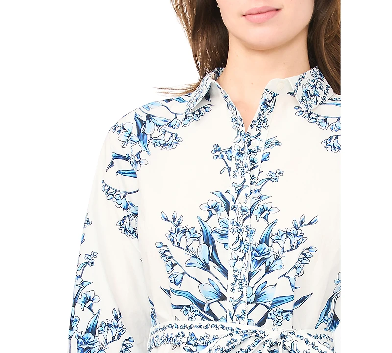 Msk Women's Tie-Waist Collared Dress