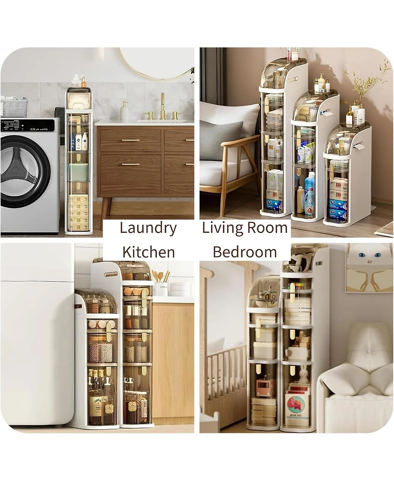 gaomon 2-Tier Narrow Bathroom Storage Cabinet, Slim Rolling Organizer with Drawers & Wheels