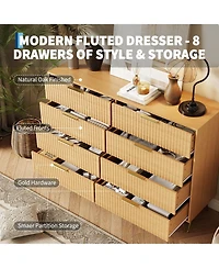 gaomon Fluted 8-Drawer Dresser for Bedroom, 55" Wide Modern Wooden Chest of Drawers