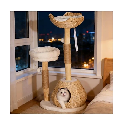 Zeus & Ruta Cat Tree Cat Tree for Indoor Cats with Wooden Cat Scratching Posts