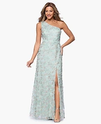 Xscape Women's Embellished One-Shoulder Side-Slit Gown
