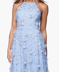 Xscape Women's 3D Sequin Halter Neck Ball Gown