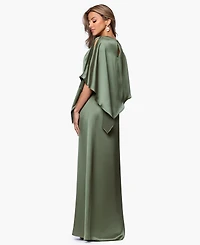 Xscape Women's Long Satin Overlay Ball Gown