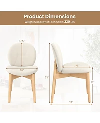 Gymax 4PCS Wooden Dining Chairs Soft Boucle Upholstered Kitchen Chairs w/ Curved Seat