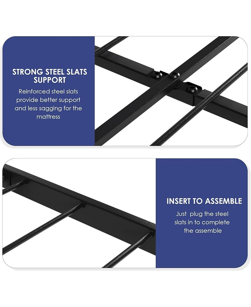 gaomon King Bed Frame, Platform Bed Frame with Velvet Headboard, Heavy Duty Metal Bed Frame with 15 Strong Slats Support