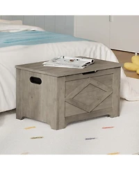 gaomon 23.6" Wooden Storage Chest, Storage Bench with Safety Hinge for Entryway & Living Room