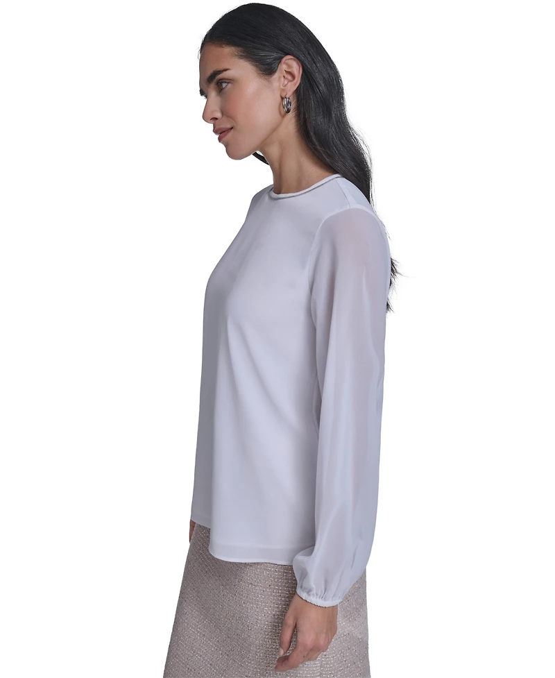 Calvin Klein Women's Mixed Media Novelty Trim Top