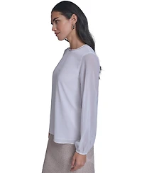 Calvin Klein Women's Mixed Media Novelty Trim Top