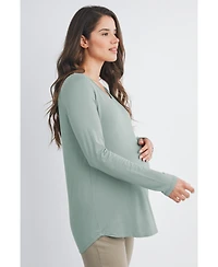 Hello Miz Maternity Casual Scoop Neck Long Sleeve Nursing Top