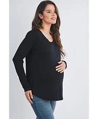 Hello Miz Maternity Casual Scoop Neck Long Sleeve Nursing Top