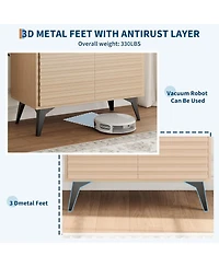 gaomon Fluted Storage Cabinet with Metal Legs, Mid-Century Modern Sideboard for Living Room or Entryway