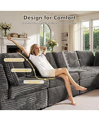 Xizzi 128''×96'' Modular Sectional Sofa , 8-Piece U-Shaped Deep Seat Cloud Couch with Chaise Ottoman