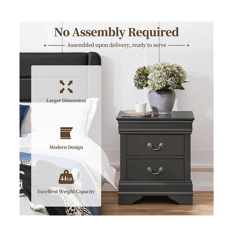 Yaheetech Modern 2-drawer Nightstand Bedside Table Side Table