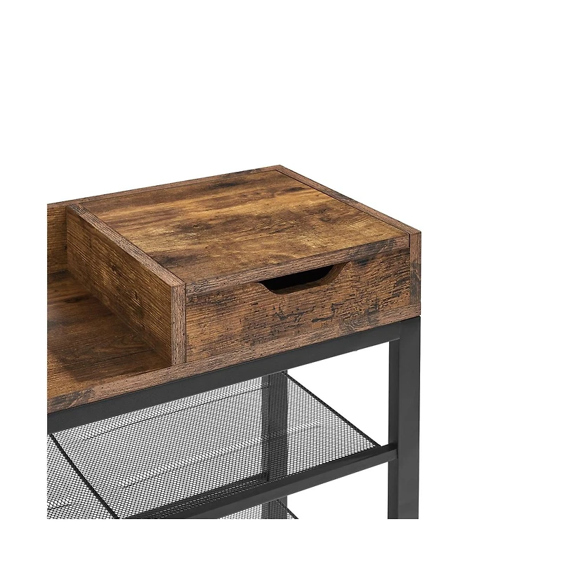 Modern Industrial Free-Standing 6-Layer Shoe Rack with Drawer