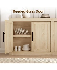 gaomon 70.8" Sideboard Buffet Cabinet with 4 Doors, Farmhouse Modern Coffee Bar Credenza