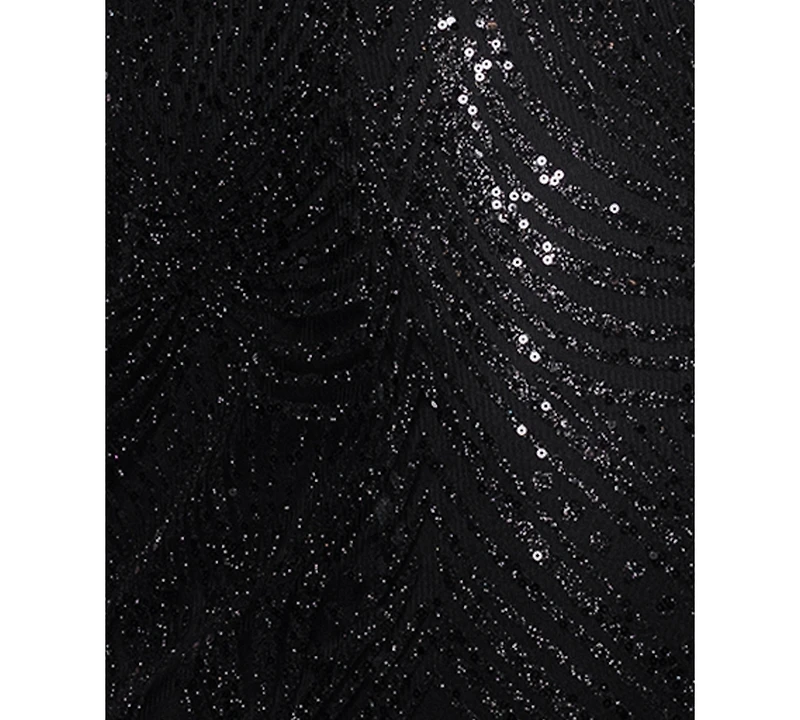 Blondie Nites Juniors' Long Glitter Strapless Corset Fit & Flare Ball Gown