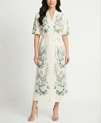 Taylor Petite Placement Print Short-Sleeve Shirt Dress