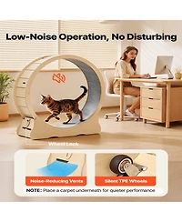 Aostirmotor 48 in Wooden Cat Running Wheel with Carpeted Runway in Natural Wood