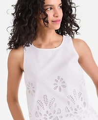 I.n.c. International Concepts Women's Cotton Eyelet Lace Sleeveless Top, Macy's Exclusive